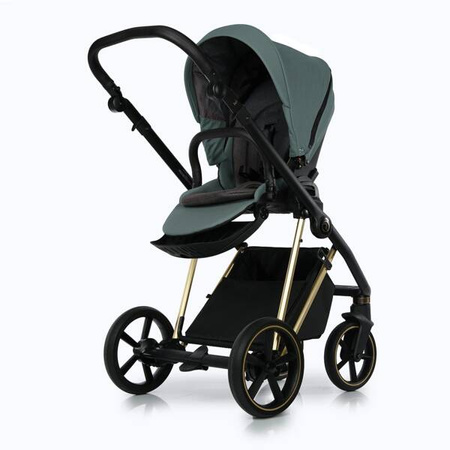 Roan Ivi 2.0 Wóżek Głęboko-Spacerowy Rama Gold Pine Green + Cybex Aton B2 i-Size Fotelik Samochodowy 0-13kg + Baza One Volcano Black
