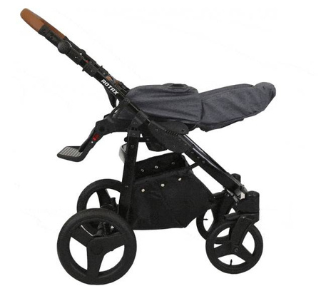 Kunert Rotax Wózek Głęboko-Spacerowy Szary Len + Pomarańcz Biała Rama Koła Żelowe