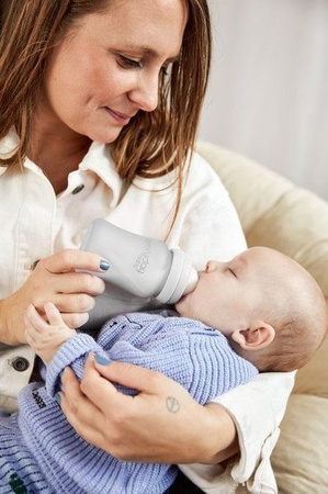 Everyday Baby, Szklana butelka ze smoczkiem S, 150 ml Szary