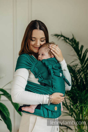 LennyLamb Nosidełko LennyHybrid Half Buckle 100% bawełna Standard Basic Line Szmaragd Splot Jodełkowy