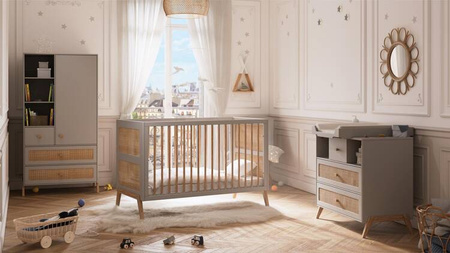 Theo Bebe Marelia Wielofunkcyjne Łóżeczko Ratanowe 70x140cm Moon