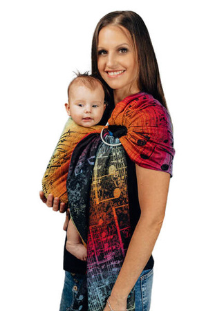 LennyLamb Chusta Kółkowa Splot Żakardowy Noszenia Dzieci Symfonia Tęczowa Dark 1,8m 100% Bawełna