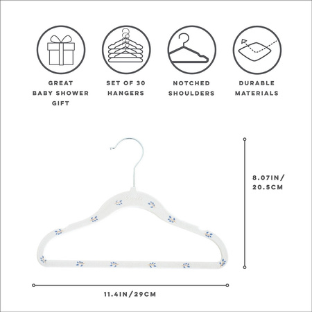 3 Sprouts Welurowe Wieszaki Dla Dzieci Blueberry Cream 15szt.