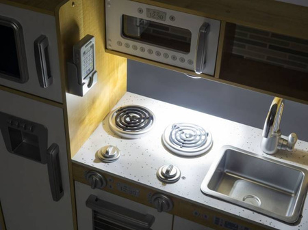 HyperMotion Drewniana Kuchnia Dla Dzieci + Akcesoria, Fartuch, Światło