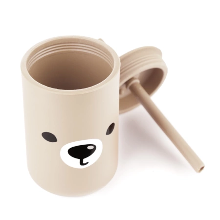 Kidnort Retter Mjölk SIlikonowy Kubek ze Słomką Beżowy