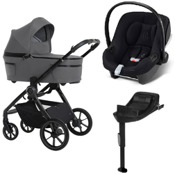 Espiro Yoga 2025 Wózek Głęboko-Spacerowy 117 Gray Zen + Cybex Aton B2 i-Size Fotelik Samochodowy 0-13kg + Baza One Volcano Black