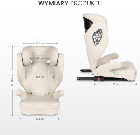 Caretero Breezy Fix - fotelik samochodowy 100-150 cm 2w1 z funkcją boostera | Beige