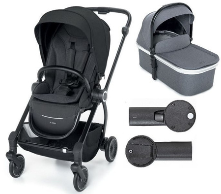Espiro Galaxy Wózek Głęboko-Spacerowy + Gondola Una + Adaptery Zestaw 2w1 10 Black Space + Graphite Street