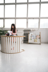 Tupti.wood 3w1 Duży Bujak Montessori + Duża Zjeżdżalnia Drabinka + Blat Biały