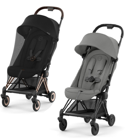 Cybex Coya Wózek Spacerowy Rama Matt Black Mirage Grey + Cybex Coya Moskitiera Black