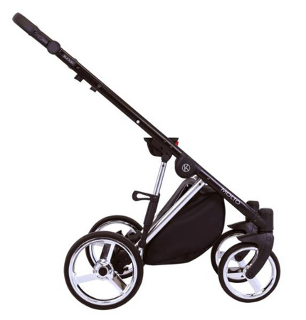 Kunert Molto Premium Wózek Głęboko-Spacerowy 2w1 Czarny + Kwiaty Srebrna Rama Koła Żelowe