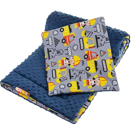 Bocioland Minky Zestaw Kocyk + Poduszka 75x100cm Budowniczy