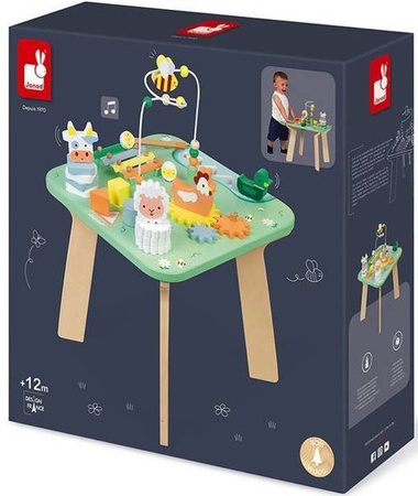 Janod Wielofunkcyjny Stolik Edukacyjny Drewniany Łąka 12 M+