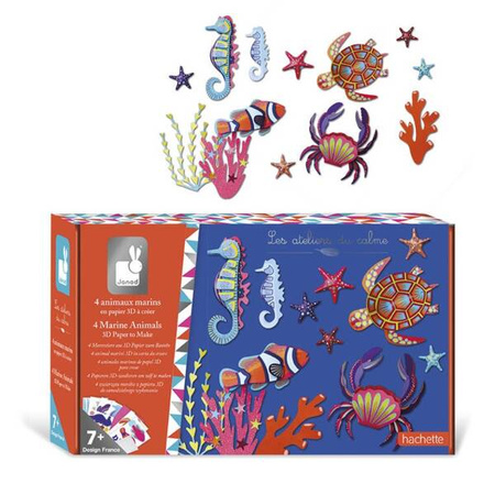 Janod 4 Zwierzęta Morskie z Papieru 3D 7+