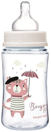 Canpol Babies Easy Start Bonjour Paris Butelka Szeroka Antykolkowa 240 ml 35/232 Pink