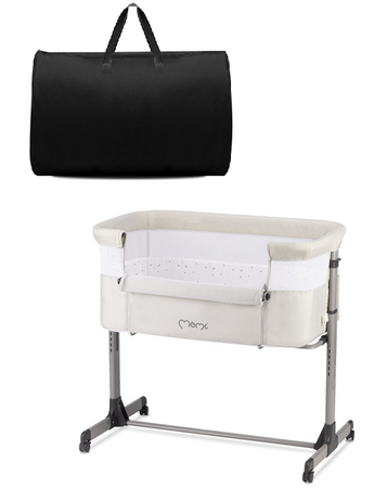 MoMi Revo Łóżeczko Dostawne 2w1 Jasnoszare + Torba Transportowa