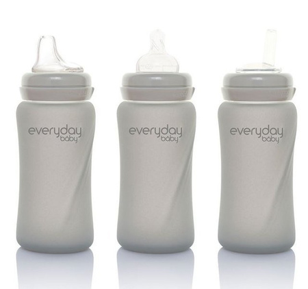 Everyday Baby, Szklana butelka ze smoczkiem M, 240 ml Szary