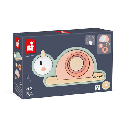 Janod Drewniana układanka sensoryczna Ślimak Sweet Cocoon 12 m +