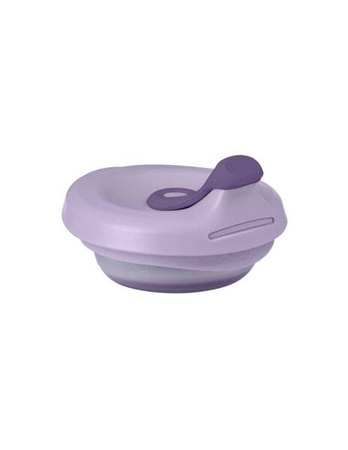 B.box Fill+Feed Silikonowa Miseczka z Pokrywką do Karmienia Niemowląt i Dzieci Piwonia