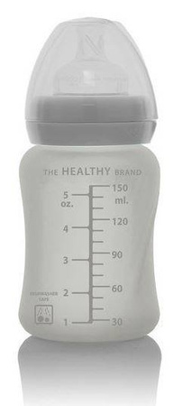 Everyday Baby, Szklana butelka ze smoczkiem S, 150 ml Szary