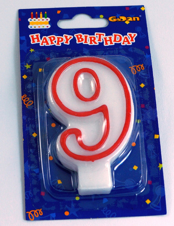 GoDan Świeczka Cyferka 9 Czerwony Kontur