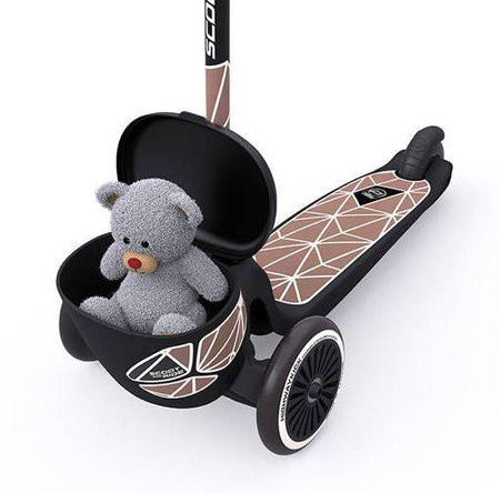 Scootandride Highwaykick 2 Lifestyle Hulajnoga Trójkołowa Balansowa z Zamykanym Schowkiem 2+ Brown Lines