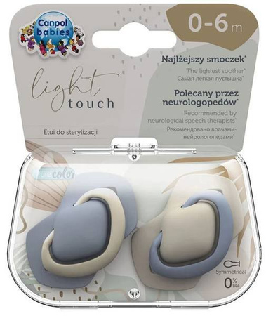 Canpol Babies Smoczek Silikonowy 0-6m Symetryczny Pure Color 2szt. 22/655 Blue
