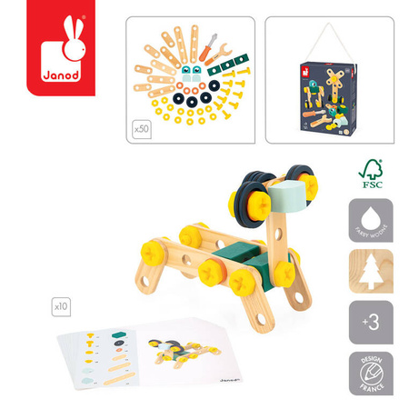 Janod Zestaw konstruktora 50 elementów Brico'kids 3+