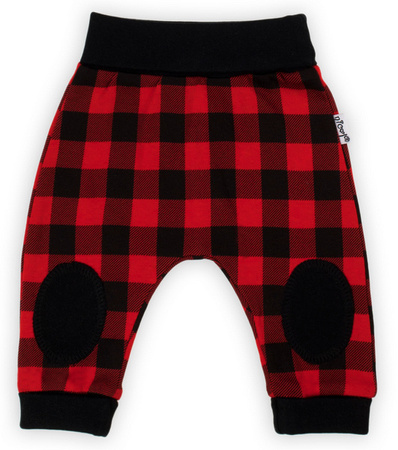 Nicol Spodnie Bawełniane Niemowlęce Kratka Rozmiar 56 Czarny - Czerwony