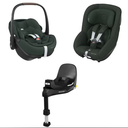 Maxi-Cosi Zestaw 360 Pro Family Fotelik + Nosidełko + Baza Twillic Green