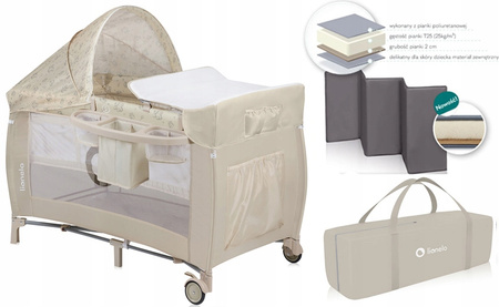 Lionelo Sven Plus Łóżeczko Turystyczne Beige Latte