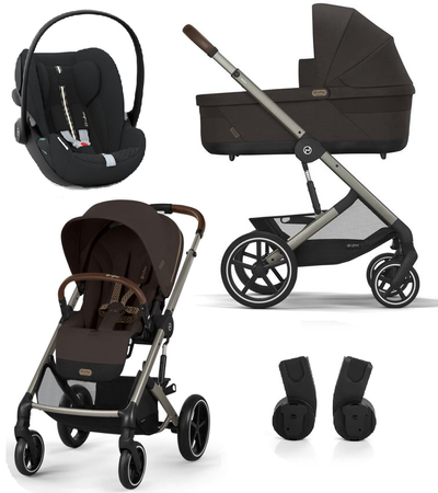 Cybex Balios S Lux 2.0 Wózek Głęboko-Spacerowy Chocolate Brown + Cybex Cloud G I - Size Fotelik Samochodowy 0-13 kg + Adaptery