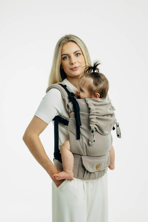 LennyLamb Moje Pierwsze Nosidełko LennyUpGrade PRO, Splot Jodełkowy, 100% Bawełna, - Mała Jodełka Almond