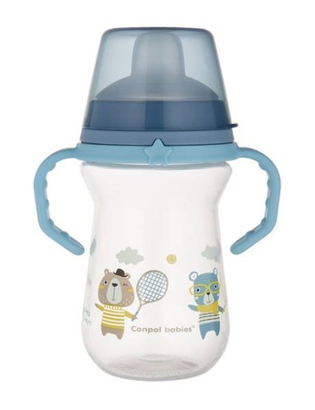 Canpol Babie sFirstCup Kubek z Silikonowym Ustnikiem 250ml Bonjour Niebieski 56/613_blu
