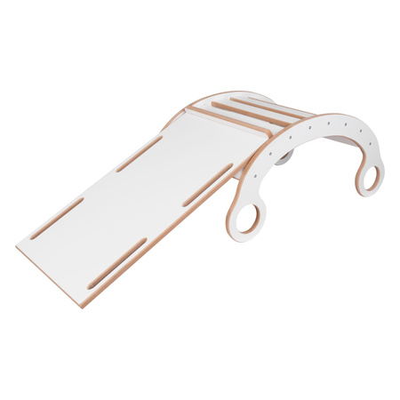 GUGI Bujak Montessori M Drewniany + Zjeżdżalnia + Ścianka + Poduszka Welurowa Różowa