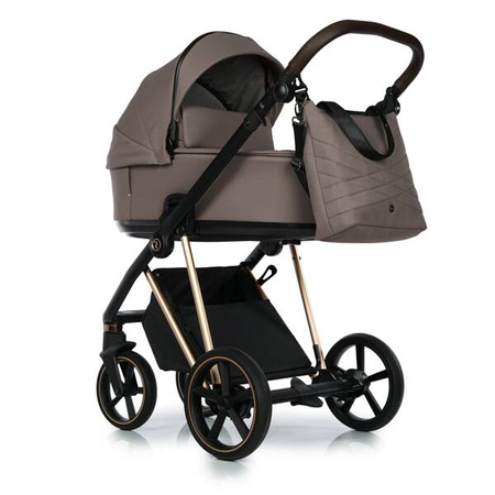 Roan Ivi 2.0 Wózek Głęboko-Spacerowy Rama Rose Gold Cocoa + Cybex Aton B2 i-Size Fotelik Samochodowy 0-13kg + Baza One Volcano Black