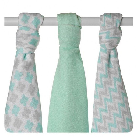 Xkko Pieluszki Bambusowe 70x70cm 3szt. Scandinavian Mint