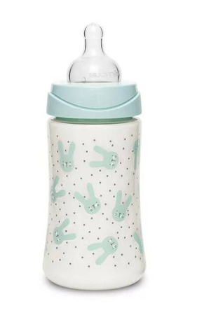 Suavinex Butelka 270ml Premium smoczek okrągły silikonowy 3 przepływowy Królik różowy Hygge Baby