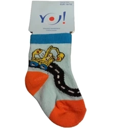 Yo! Skarpetki Chłopięce Bawełniane Błękitne Koparka Rozmiar 14-16
