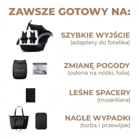 Kinderkraft Prime 2 Wózek Głęboko-Spacerowy + Fotelik Zestaw 3w1 Sandrose Beige