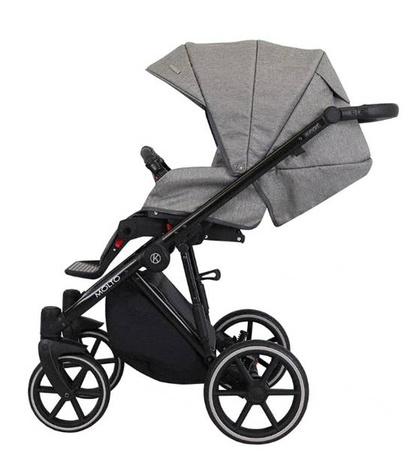 Kunert Molto Wózek Głęboko-Spacerowy 2w1 Grafit Jeans + Kwiaty Czarna Rama Koła Żelowe