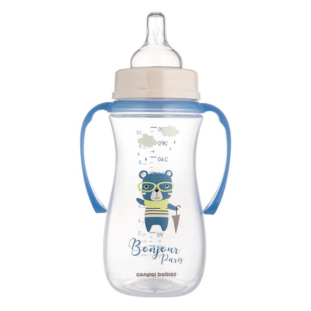 Canpol Babies EasyStart Butelka Antykolkowa z Uchwytami 300ml 35/241_blu Bonjour Paris Niebieska