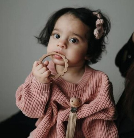 Mushie 3 Gryzaki Silikonowe Bransoletki FLOWER Dove Gray & Steel & Stone