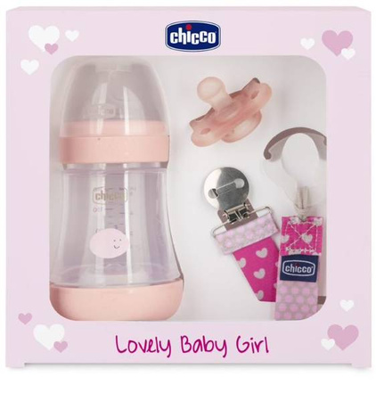 Chicco Perfect5 Zestaw Dla Noworodka Butelka Antykolkowa + Smoczek Mini Soft + Tasiemka Girl