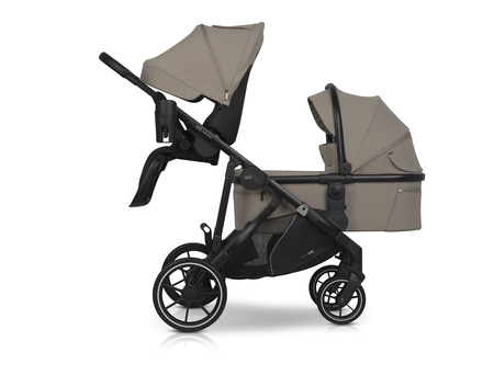 Easy Go Duoflex Wózek Głęboko-Spacerowy Bliźniaczy Rok po Roku Savana Beige 2 Siedziska 1 Gondola
