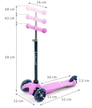 Kidwell Uno Hulajnoga Balansowa Trójkołowa Violet