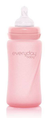 Everyday Baby, Szklana butelka ze smoczkiem M, 240 ml Różowy
