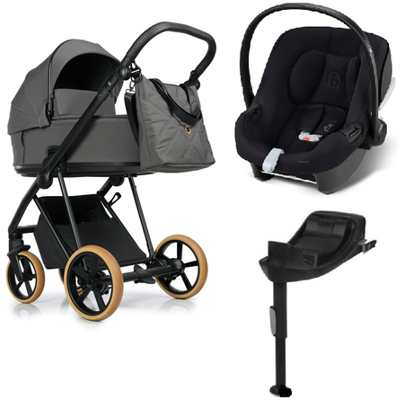 Roan Ivi 2.0 Vintage Wózek Głęboko-Spacerowy Sicilian Olive + Cybex Aton B2 i-Size Fotelik Samochodowy 0-13kg + Baza One Volcano Black