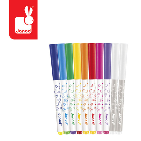 Janod Magiczne flamastry zmieniające kolor 10 kolorów 3+