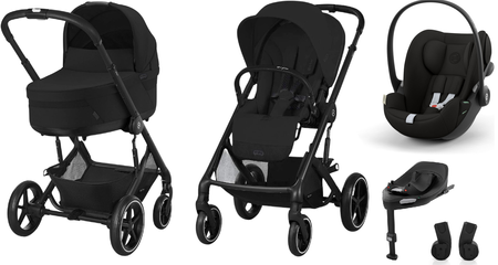 Cybex Balios S Lux 2.0 Wózek Głęboko-Spacerowy Moon Black+ Cybex Cloud G I - Size Fotelik Samochodowy 0-13 kg + Adaptery + Baza G